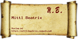Mittl Beatrix névjegykártya